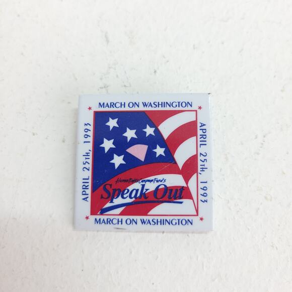 1993 March on Washington Human Rights Campaign Funds SPEAK OUT Pin March 25 1993 - Picture 3 of 3